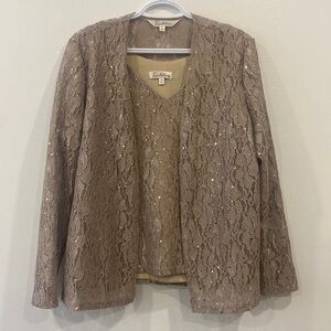 2‎ Piece Tank Lace Overlay With Lace Cardigan